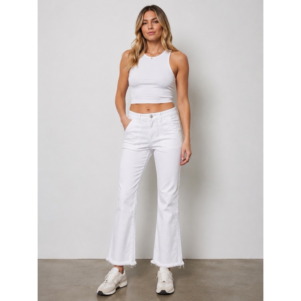 Hidden Los Angeles White Utility Straight Jeans Women's Size 25